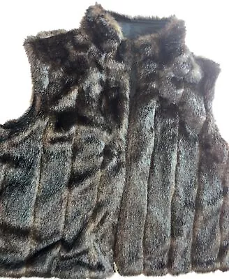 REVERSIBLE Mink Faux Fur VEST Coat Jacket XL Brown Women's #34333 • $19.99