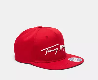 Tommy Hilfiger Signature Flat Brim Cap - Apple Red • $34.99