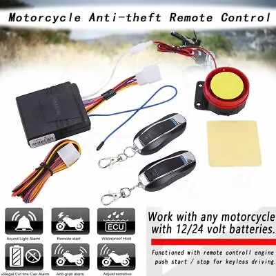 Motorcycle Scooter Remote Control Anti Theft Alarm Security System Engine Start • $15.95