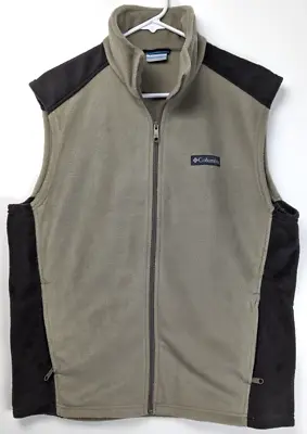 Columbia Mens Tan/Brown Soft Warm Fleece Vest With Zip Up Pockets Size Medium • $14.99