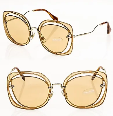 MIU MIU SCENIQUE EVOLUTION 54S Gold Yellow Oversized Sunglasses MU54SS Women • $208.08