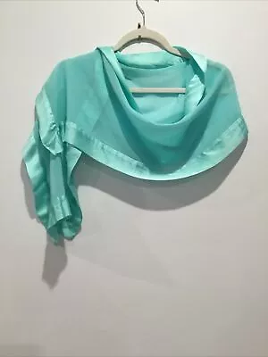 ECHO Solid￼ Sea Green 100% Silk Rectangle Scarf 12.5”x 60” EUC • £13.86