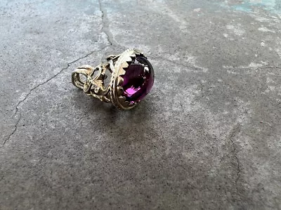 Vintage Sterling Silver English Purple Amethyst Nouveau Fancy Bracelet Charm 3.8 • $52.20