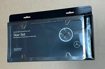 Mercedes Genuine CHROME Slimline License Plate Frame & Valve Stem Caps Gift SET • $44.49
