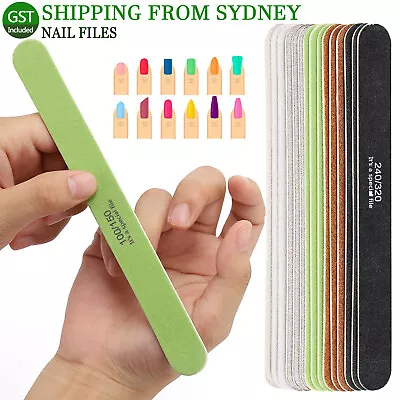 5X Double Sided 100/120/180/240 Grit Nail Files Emery Boards Nail Salon Tools AU • $4.97