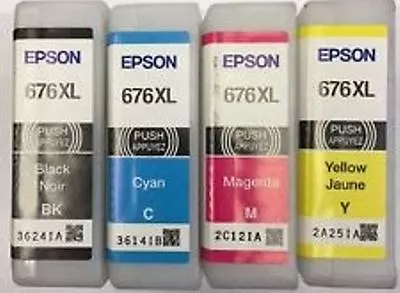 2 Sets (8 Pcs) Genuine Empty Epson 676XL Inkjet Cartridges 2 Each Color K C M Y  • $20