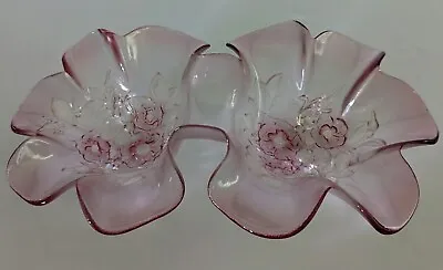 Mikasa ROSELLA Pink Ruffled Floral Divided Double Serving Candy Bowl 11  • $8