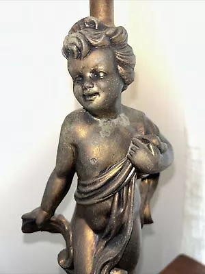 $100.79 • Buy Vintage Cast Bronze Cherub Lamp 27 Inches￼ 5 Foot Cord Works