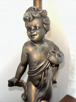 $100.79 • Buy Vintage Cast Bronze Cherub Lamp 27 Inches￼ 5 Foot Cord Works
