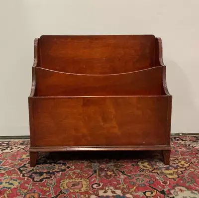 Vintage Mahogany Book Magazine Rack Stand With 2 Large Cascade Pockets • $125