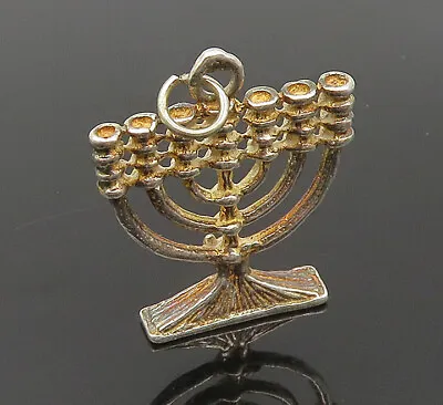 925 Sterling Silver - Vintage Shiny Jewish Menorah Pendant - PT20007 • $32.23