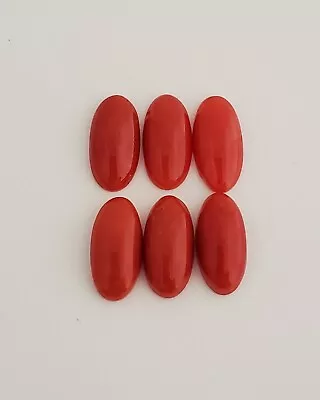 One Oval Shaped 100% Natural Mediterranean Coral Cabochon 7x14mm • $65