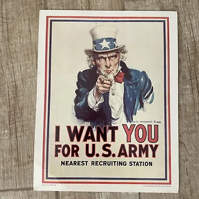 Propaganda Uncle Sam Recruitment Us Army I Want You Stars Stripes Poster 1981 • $25