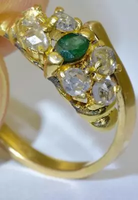 Antique Victorian Love Ladies Ring Snake Head 18k Gold Diamond And Emerald • $1611.61