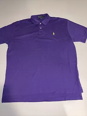 Vintage RALPH LAUREN Polo Shirt Mens Size Large Soft Cotton Purple Yellow Pony • $27