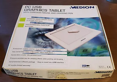 Medion PC USB Graphics Tablet W/ Cordless Mouse & Drawing Pen • $10