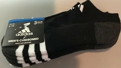 Adidas Mens Cushioned  Socks Black White (3) Quarter Crew Nip • $7.99