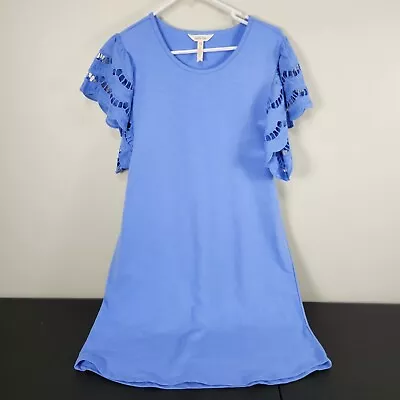 Matilda Jane In Season Shift Dress Blue Eyelet Lace Flutter Sleeve Size M A Line • $25