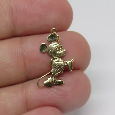 14k Yellow Gold Vintage Mickey Mouse Charm Pendant - 3/4 In • $121.99