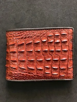 Red Brown Genuine Alligator Crocodile Skin Leather Men's Bifold Wallet • $55