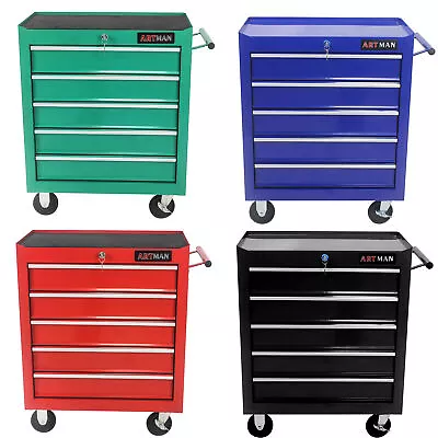 5 Drawer Rolling Tool Cart Mechanics Multifunctional Tool Cabinet Lockable Chest • $237