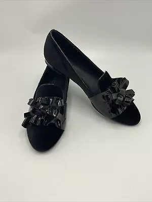Vaneli Womens Dress Shoes Size 8 1/2N Black Pumps Patent Leather Velvet • $25