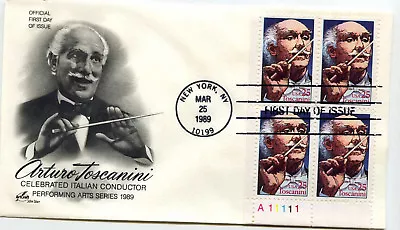 2411 Orturo Toscanini Performing Arts Series Artcraft Plate Block FDC • $3.50