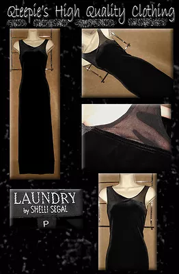 LAUNDRY - Classic Black - VELVET VELOUR & SHEER Sexy Long Evening DRESS  Size P • $13.99