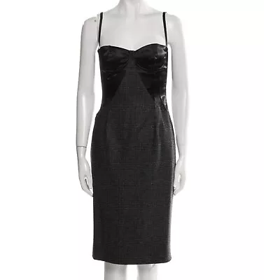 Dolce Gabbana Black Gray Wool Bustier Dress  • $250