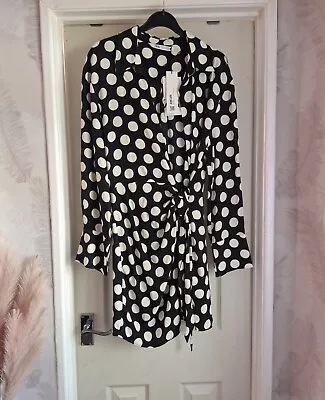 Zara Polka Dot Wrap Style Mini Blazer Dress Size M 10 12 New • £14