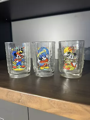 Vintage McDonalds Disney World 2000 Celebration Mickey Mouse Glass Cups Set Of 3 • $7.99