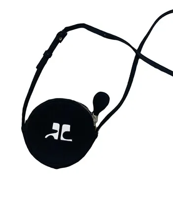 Courreges Black Jersey Circle Logo Small Bag Vintage Mini Crossbody Purse • $120