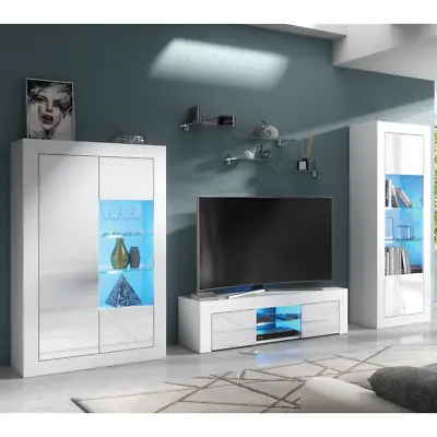 Living Room Set Matt Body & Gloss Doors TV Unit Display Cabinet  With Free LED  • £169.90