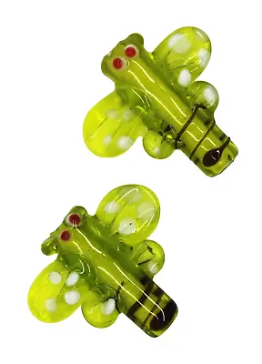 2 Lampwork Glass Dragonflies Beads - 20mm X 22mm • £3.99