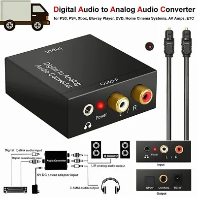 Optical Coaxial Toslink Digital To Analog Audio Converter Adapter RCA L/R 3.5mm • $13.59