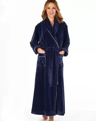 Luxury Velvet Navy Dressing Gown - Long 52'' Length Size L (Size 16/18) • $55.95