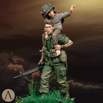 Unpainted 1/24 Resin Figure Model Kit The Survivor Boy & Soldier Military Theme • $20.99