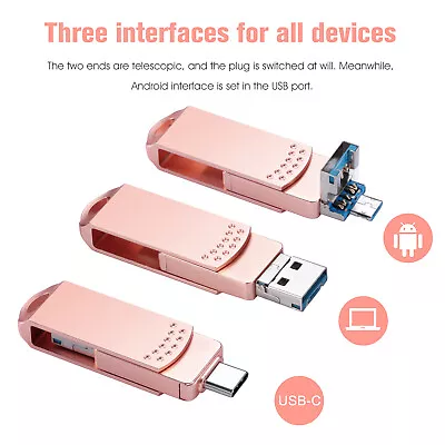 3in1 TYPE-C 2T 1T USB 3.0 Flash Drive Memory Stick For Samsung Android USB C PC • $39.55