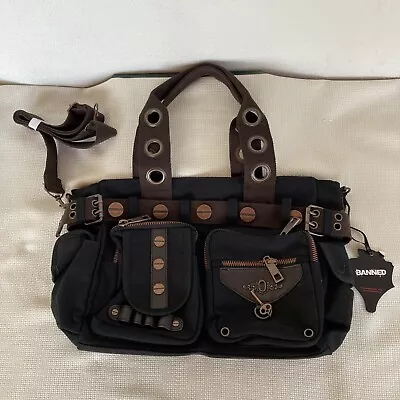 NWT Banned Dark Collection Steampunk Black With Copper Hardware Canvas Bag  • $25