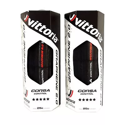 1 Or 2 Vittoria Corsa Control G+2.0 700x25C Clincher Bike Tire 320TPI  Black • $118.90