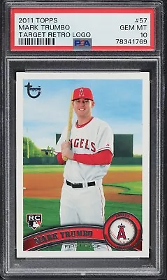 2011 Topps Retro Logo Taret Parallel Rookie Card #57 Mark Trumbo Psa 10 Gem Mint • $47.95