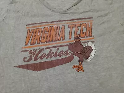 Virginia Tech Hokies T Shirt Womens XL Gray Short Sleeve V Neck Cotton Blend • $9.99