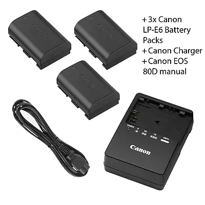 BUNDLE: 3x Canon LP-E6 Lithium-Ion 7.2V 1800mAh Battery Pack For Canon Chargers • £20