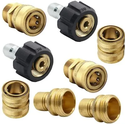 8Pc Pressure Washer Adapter Set Quick Disconnect Kit M22 Swivel To 3/8'' Connect • $24.99