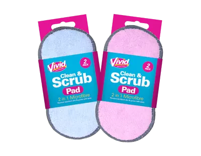 2 X Microfiber Pad Kitchen Pads Cleaning Cloth Scouring Pads Buddy Scrubbing • £2.80