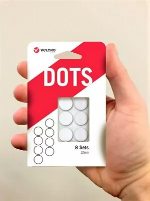 Velcro Genuine Dots 8 Sets 12mm White Self Adhesive Hook And Loop Discs . • £2.45