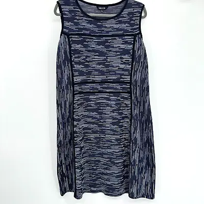 Misook Women's Space-Dye Knit Sweater Dress Size Large Black Blue Sleeveless • $44.99