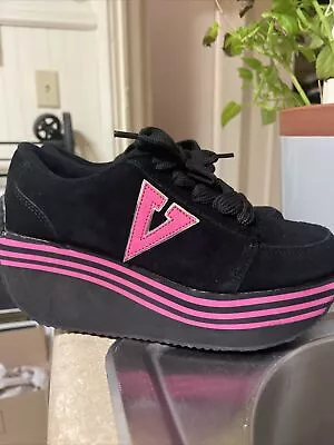 RARE Volatile Tension Y2K Chunky Platform Sneakers Women’s Size 7  Black Pink • $75.99