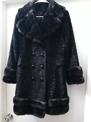 Country Pacer Faux Tissavel Faux Persian Lamb Swing Coat Women's Size Medium • $85