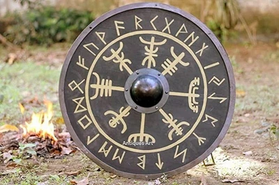£102 • Buy Round Shield Viking Shield Medieval Battle-Ready Shield Best Wooden 24'' Handmad